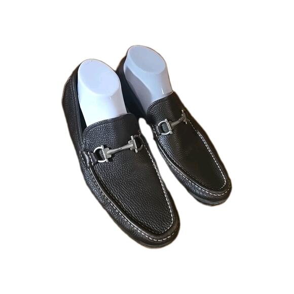 Salvatore Ferragamo Magnifico Rare Black Leather Loafer Slip On Shoes Men's Sz 8 - Picture 2 of 7